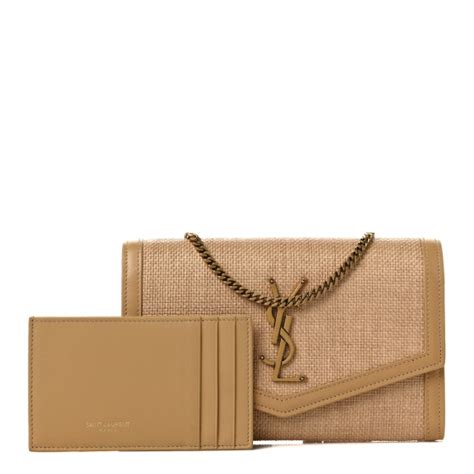 ysl raffia wallet on chain|UPTOWN chain wallet in micro raffia .